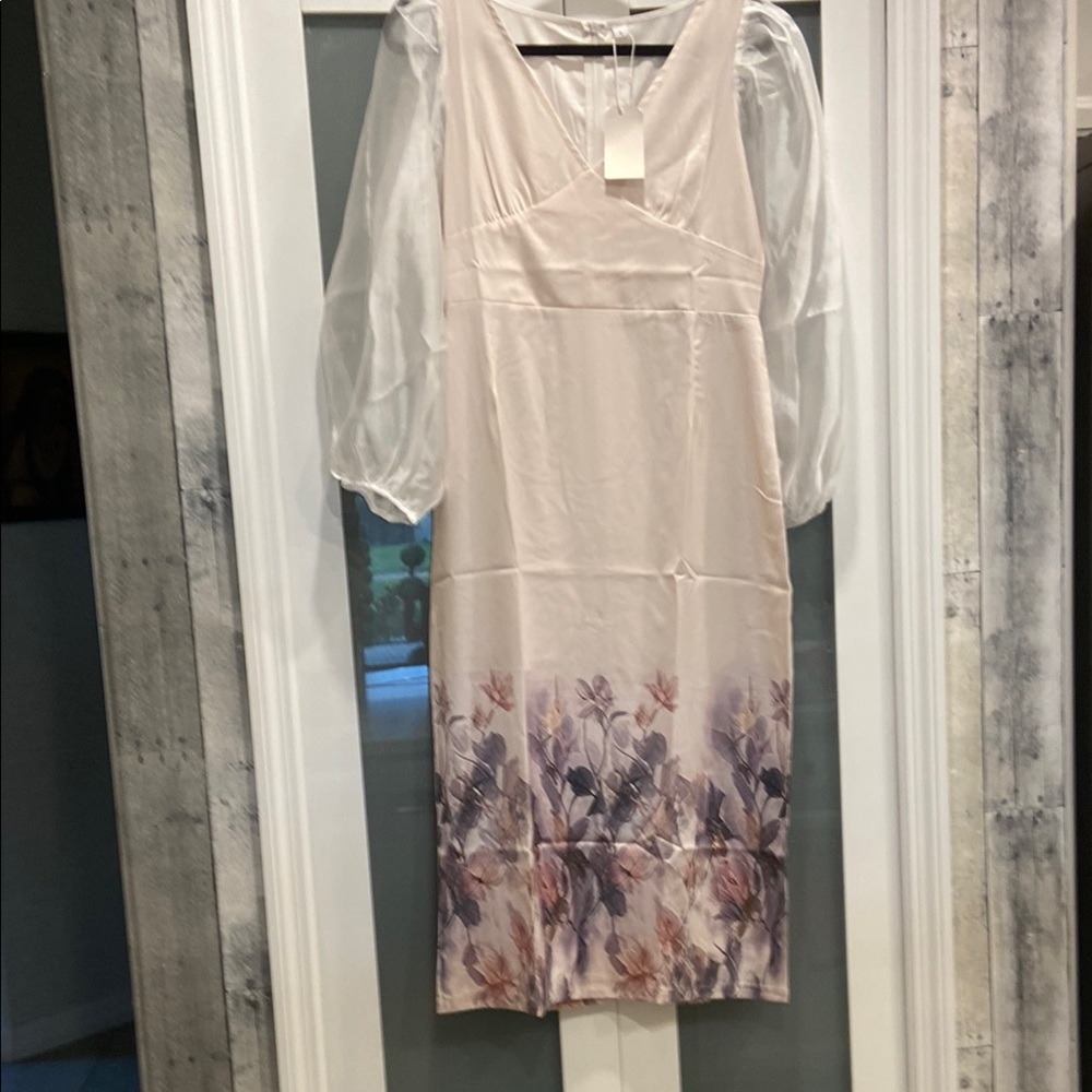 Floral Sheer Sleeve Dress
